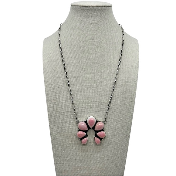 925 Sterling Silver Natural Pink Conch Naja Necklace
